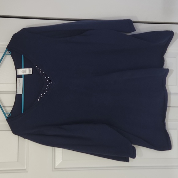 LIZ Claiborne size 3x Navy color with rhinestones by First issue stretchy soft. - Picture 2 of 6